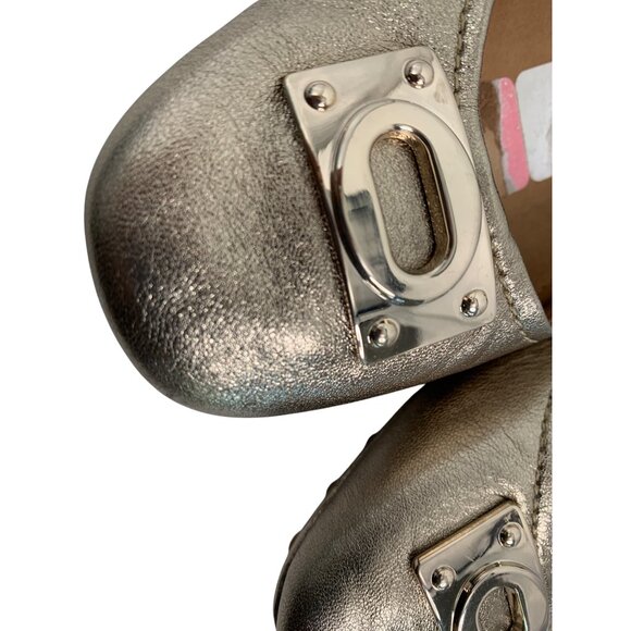 Metallic Gold Leather 9.5 Coach Driving Loafers Rubber Sole 9.5 Ballet Flats - Picture 3 of 12